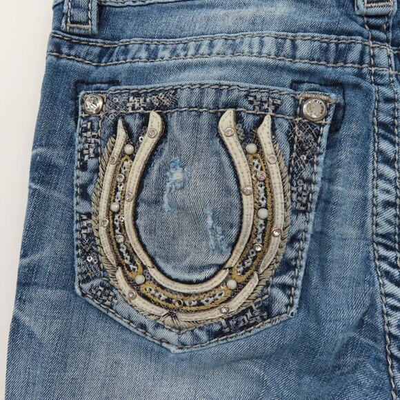 Miss Me Chloe Boot Women 26 Distressed Blue Denim Jeans Bootcut Cotton Blend - Picture 9 of 16